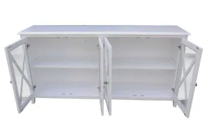 VI Hamilton Solid Timber 4 Glass Door Buffet - White thumbnail 2
