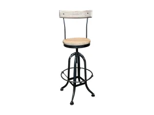MF Elm and Iron Bar Stool with Backrest thumbnail 1