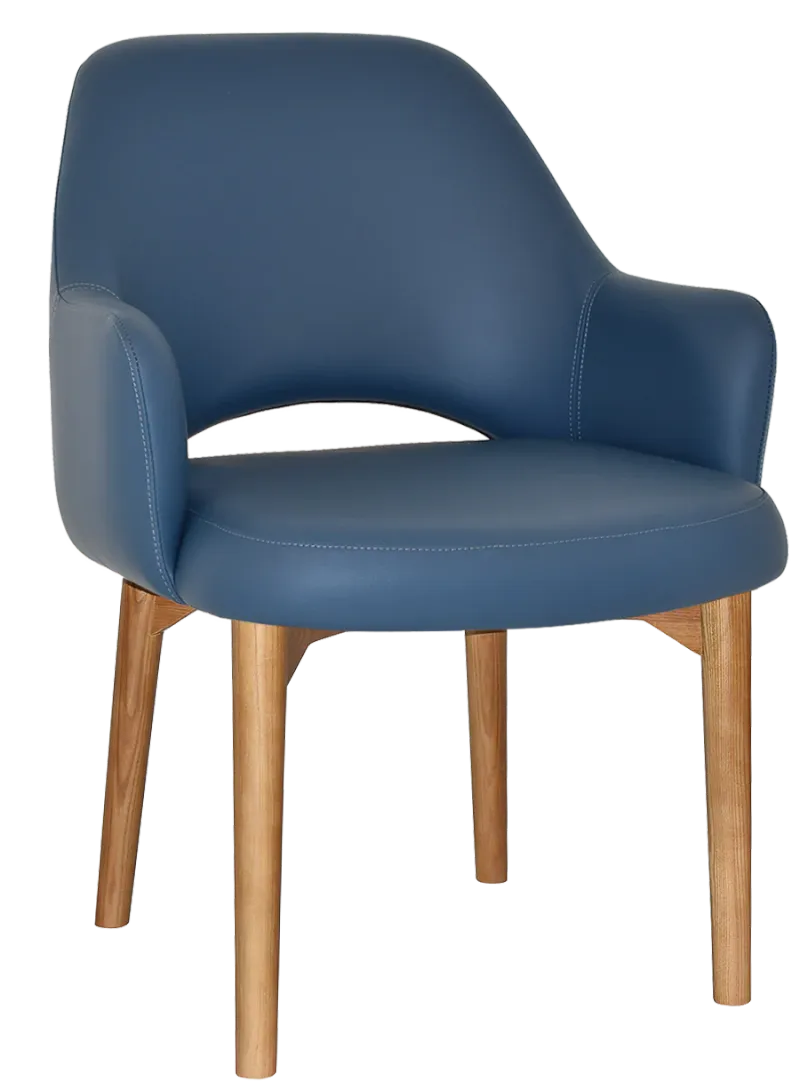 EZ Albury Solid Oak Stained Timber Upholstered Hospitality Dining Armchair - XL