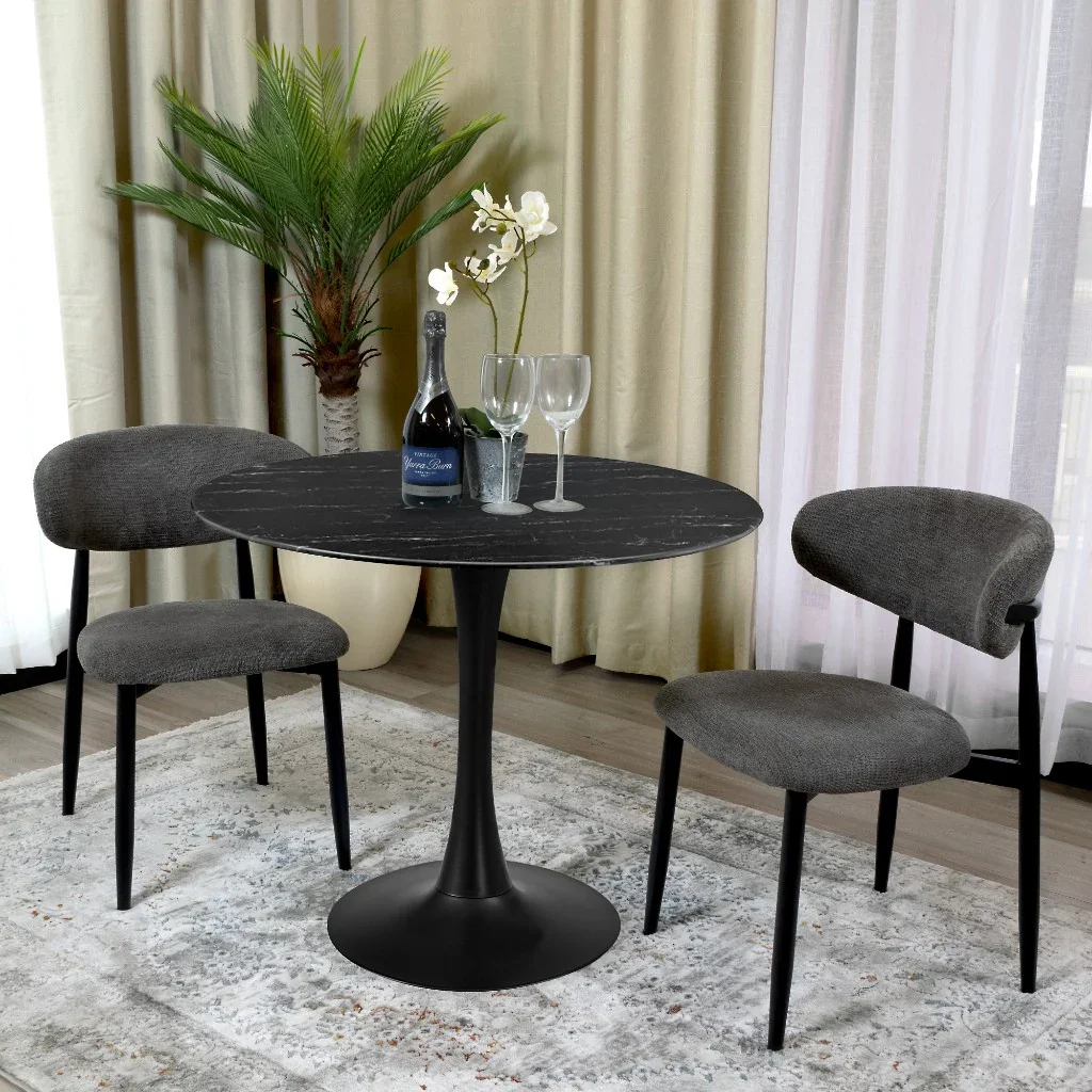 VI Spin Metal Pedastal Base Round Dining Table