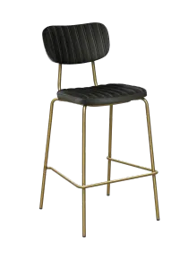 FL Tiramisu Vinyl Upholstered Brass Frame Hospitality Barstool thumbnail 2