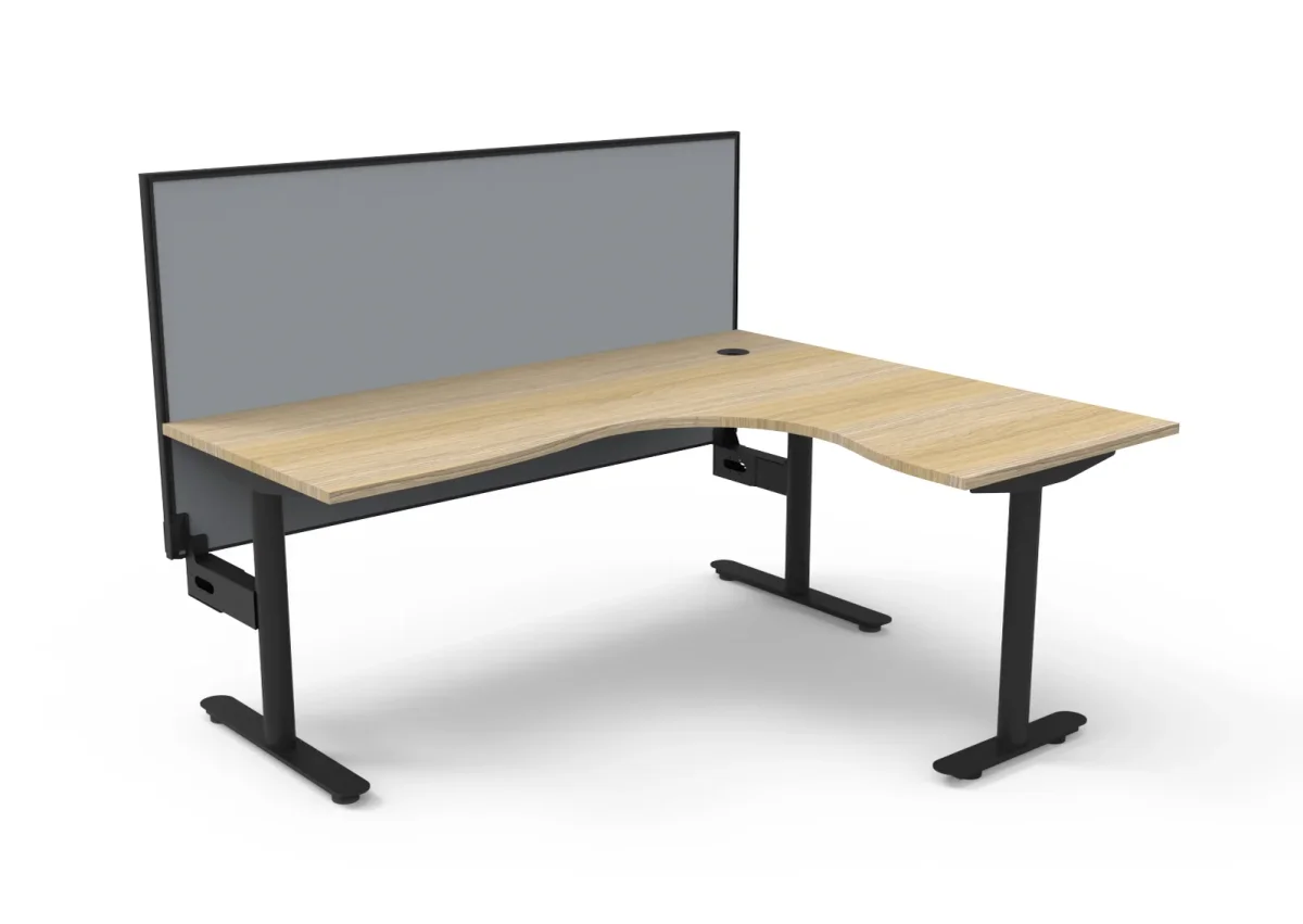 RL Halo Static Corner Workstation with Aluminium Framed Screen