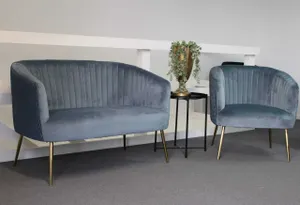 BT Perla Velvet Upholstered Fluted Back 2 Seater Armchair thumbnail 10