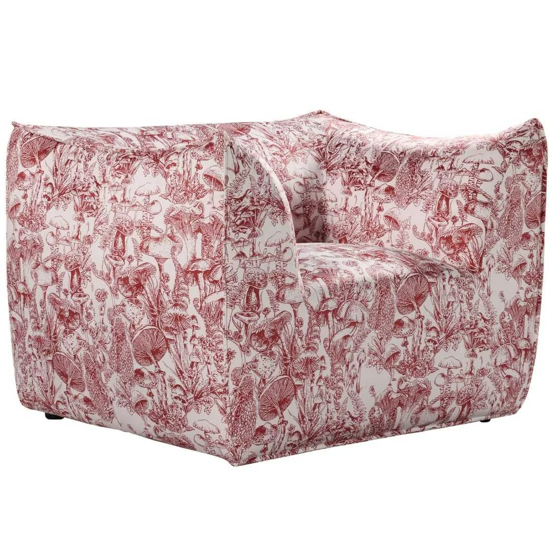BT Toile Bird Print Fabric Upholstered Accent Chair