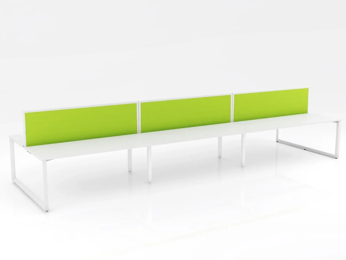 Ol Anvil Desk 6-User Double Sided Workspace with Breathe Fabric Screen