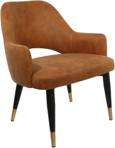FL BonBon Vinyl Upholstered Black Metal Legs Brass Tips Hospitality Chair thumbnail 1