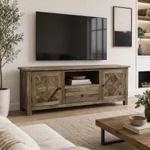 MF Parco Solid Timber Parquetry Style 1 Drawer 2 Door Entertainment Unit thumbnail 2