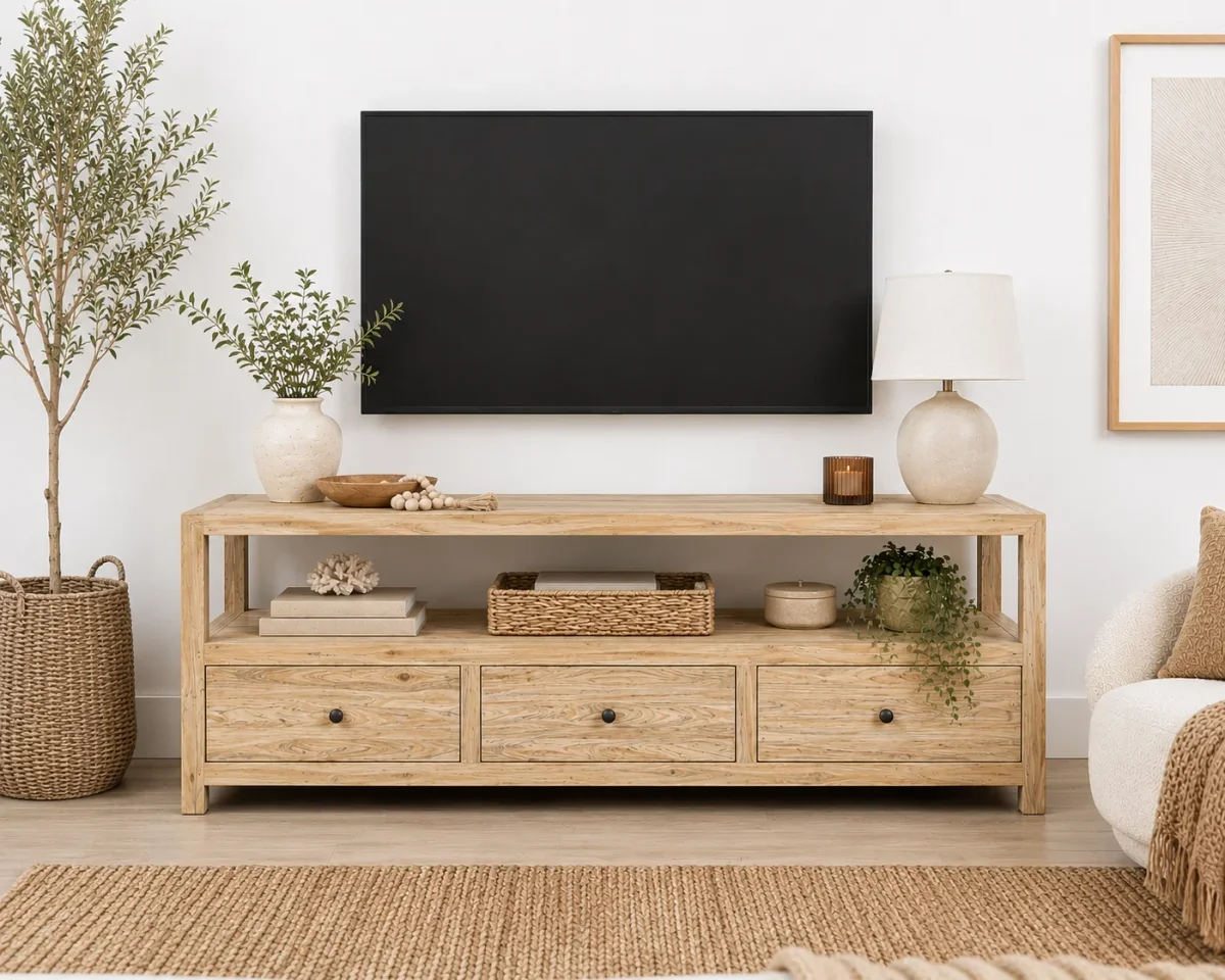 CR Sonoma Solid Timber 3 Drawer 1 Shelf Entertainment Unit