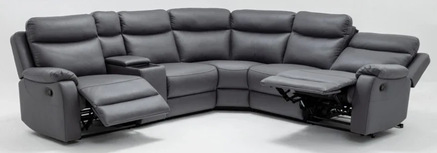 VI William Fabric Upholstered 5 Seater Corner Modular Recliner Lounge