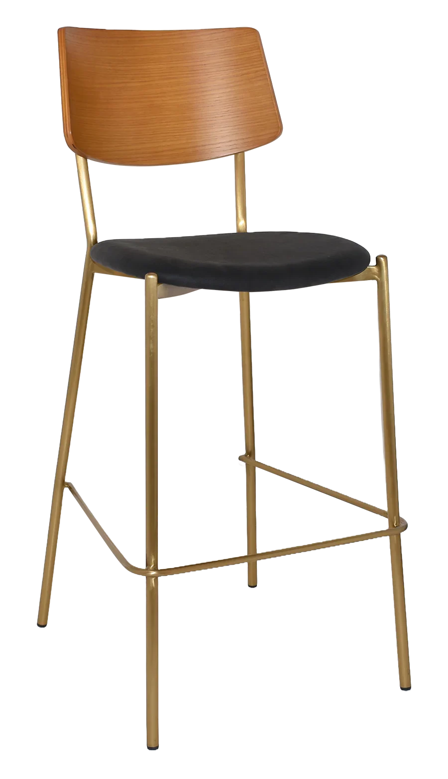 EZ Texas Brass Leg Barstool with Light Oak Veneer Back