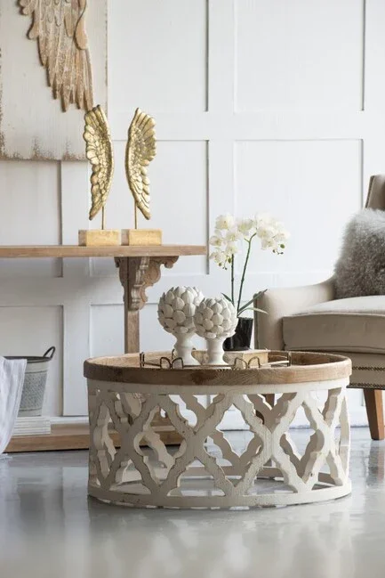 DA Lattice Shabby Chic Round Coffee Table