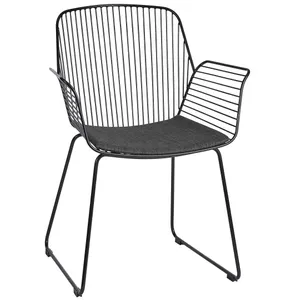 SH Angel Metal Armchair with Seat Cushion - Black thumbnail 1