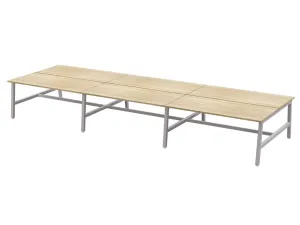 OL Axis Trestle 6 User Bench – Oak Top with White Frame thumbnail 2