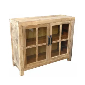 MF Recycled Elm Timber with 2 Glass Door Cabinet thumbnail 1