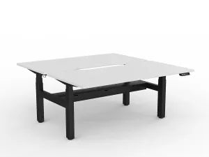OL Agile Motion+ Electric Height Adjustable Shared Desk – White Top Black Frame thumbnail 1