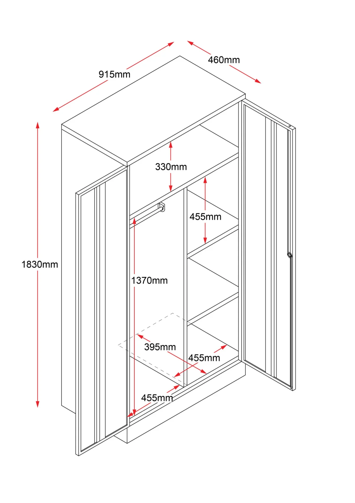 RL GO Metal Lockable Swing Door Wardrobe Unit