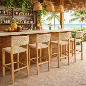 MF Oslo Beechwood Frame Woven Rope Barstool thumbnail 4