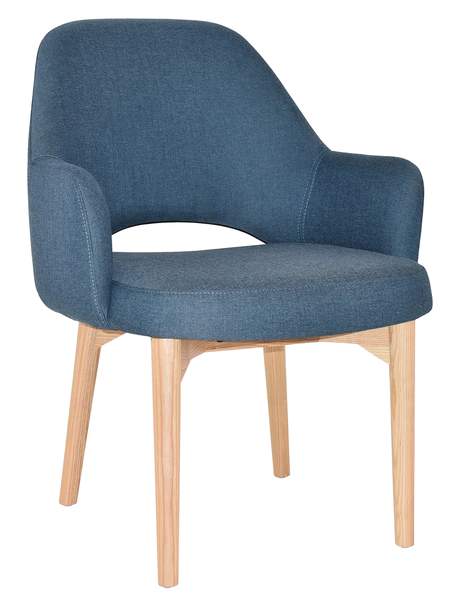 EZ Albury Solid Natural Stained Timber Upholstered Hospitality Dining Armchair - XL