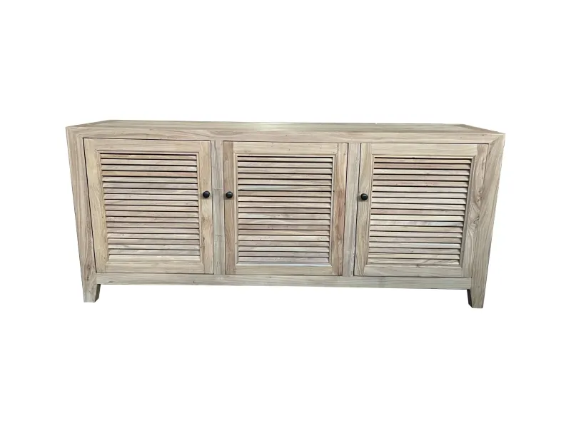MF Tall Recycled Elmwood Louvre 3 Door Entertainmen Unit
