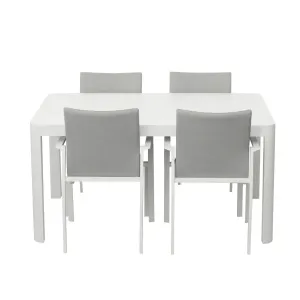 VI Baska Aluminium Extendable Outdoor Dining Table with 4 Chair Set thumbnail 1