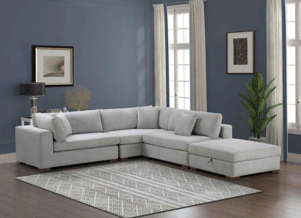 VI Cameo 5 Seater Fabric Lounge with Storage Ottoman