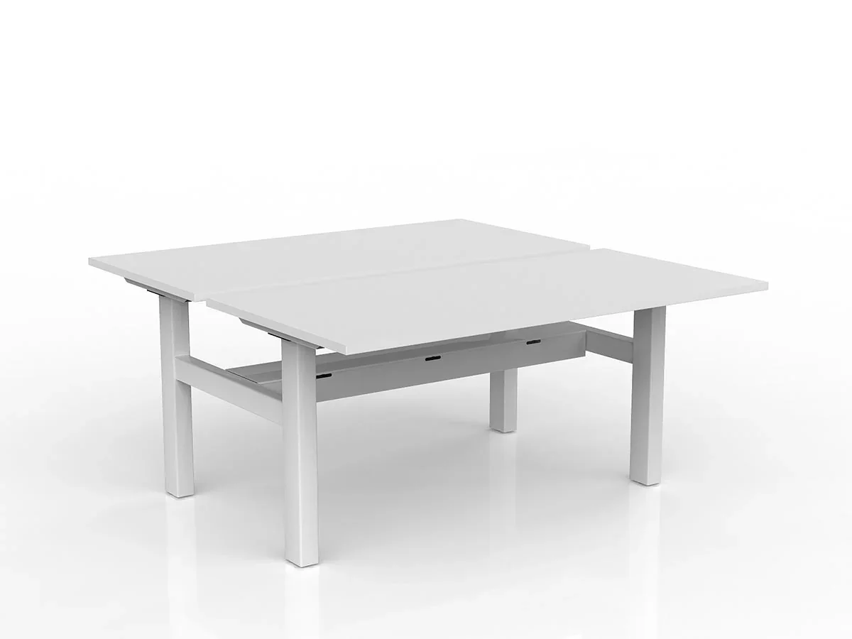 OL Agile Fixed Height 2 User Shared Desk – White Top with White Frame