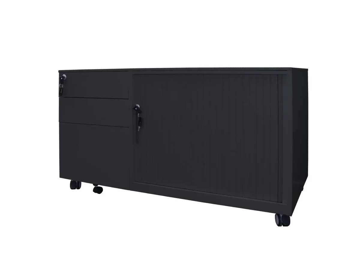 RL Go Steel Lockable 2 Drawer 1 File Drawer Tambour Door Mobile Caddy