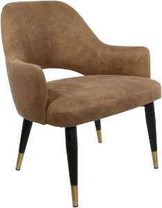 FL BonBon Vinyl Upholstered Black Metal Legs Brass Tips Hospitality Chair thumbnail 3