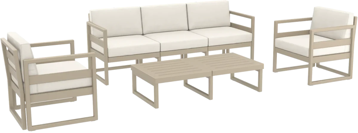 FL Mykonos Aluminium Hospitality Outdoor 5 Seater Lounge Set