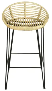 CT RTA Rounded Rattan Back Metal Leg Barstool thumbnail 1