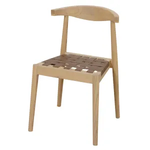 CT Elliot Solid Oak Timber Genuine Leather Seat Dining Chair thumbnail 6