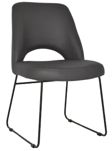 EZ Albury Black Metal Sled Base Upholstered Hospitality Dining Chair thumbnail 18
