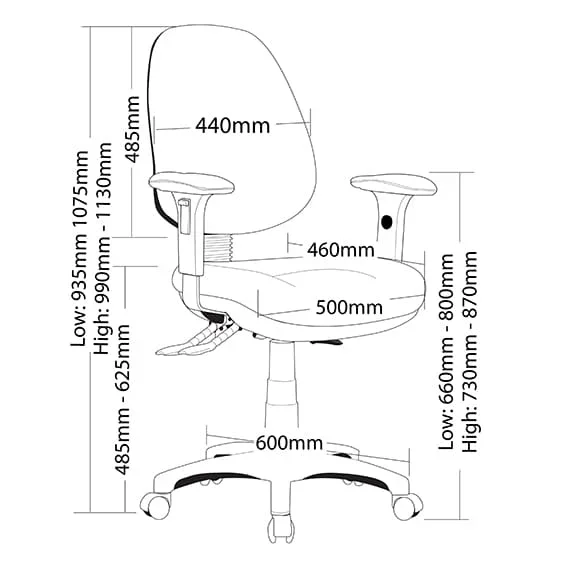 ST Prestige Fabric High Back Task Chair with Arms & Seat Slider
