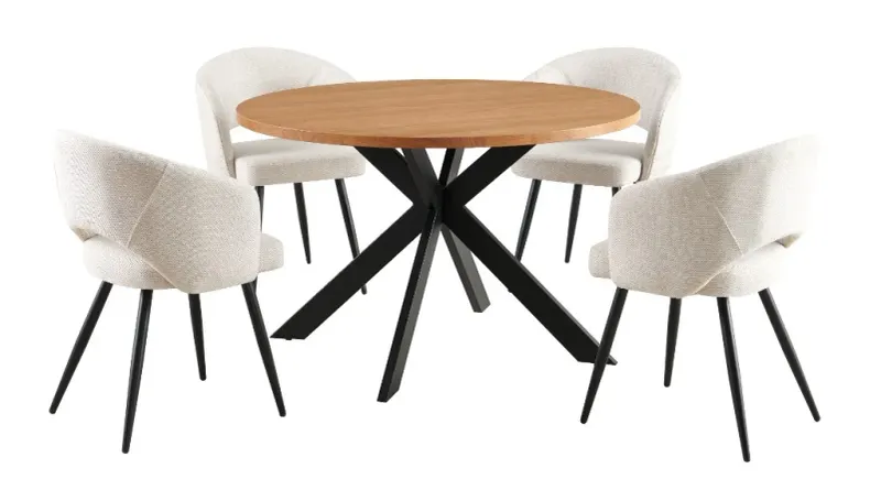 VI Barlow Round Dining Table with 4 Matzo Dining Chairs Kit