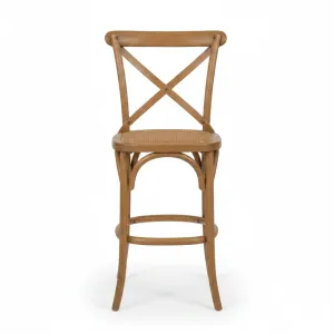 MF Crossback Solid Timber Rattan Barstool 76cm Seat Height thumbnail 2