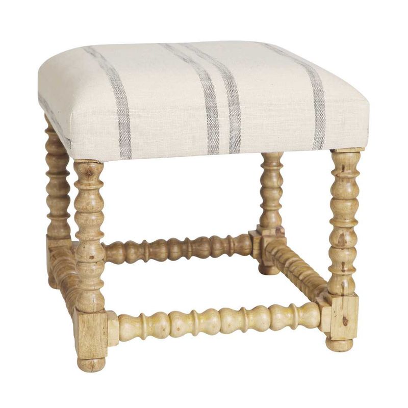 SH Nobbin Timber Leg Fabric Seat Ottoman - Ocean