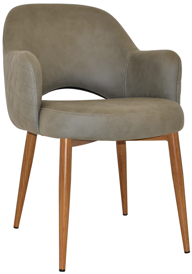 EZ Albury Oak Colour Metal Leg Upholstered Hospitality Dining Armchair