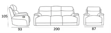 EL Familla Electric Recliners 3ER + 2 Single Seaters, Thunder and Ash