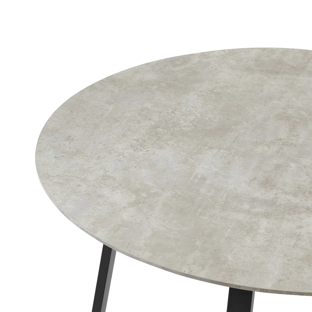 VI Primo Marble Look MDF Top Metal Leg Round Dining Table