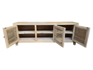 MF Recycled Elmwood Louvre Entertainment Unit with Internal Shelves thumbnail 5