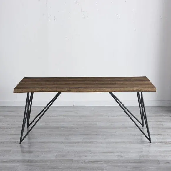 HE Carrington Solid Timber Top with Metal Base Dining Table