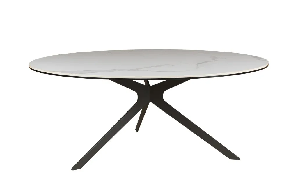 VI Flip Ceramic Top Metal Leg Round Coffee Table