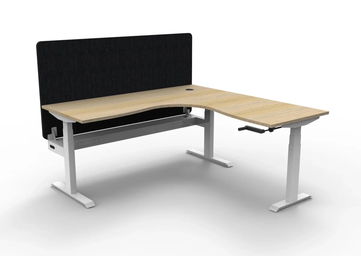 RL Boost Crank Height Adjustable Corner Workstation with Black Eco Panel Screen