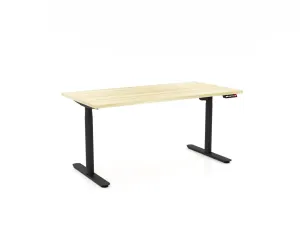 OL Agile Electric Height Adjustable Round Leg Desk in New Oak top with White Base thumbnail 2