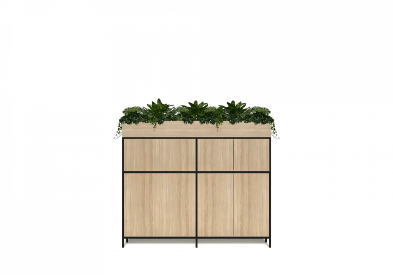 OL Rhodes 4 Door 2 Bay Credenza with Planter Box On Top