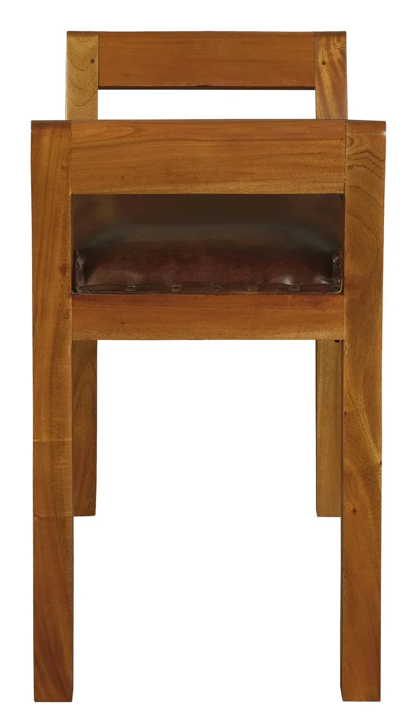 CT Boston Solid Timber Bench with Genuine Leather Seat