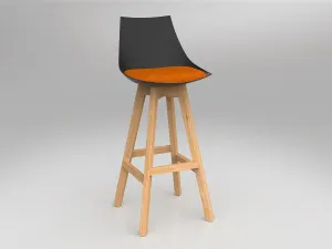 OL Luna Black Barstool with Oak Timber Legs thumbnail 1