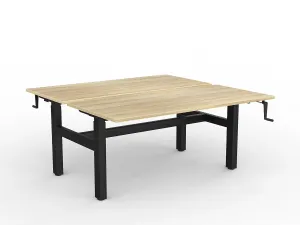 OL Agile Winder Height Adjustable Shared Desk – Oak Top with Black Frame thumbnail 3
