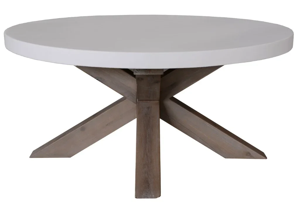 VI Liberty Timber Base Concrete Top Round Coffee Table