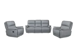 VI York 3 Seater Leather Recliner Lounge with 2 Single Recliners Set thumbnail 3
